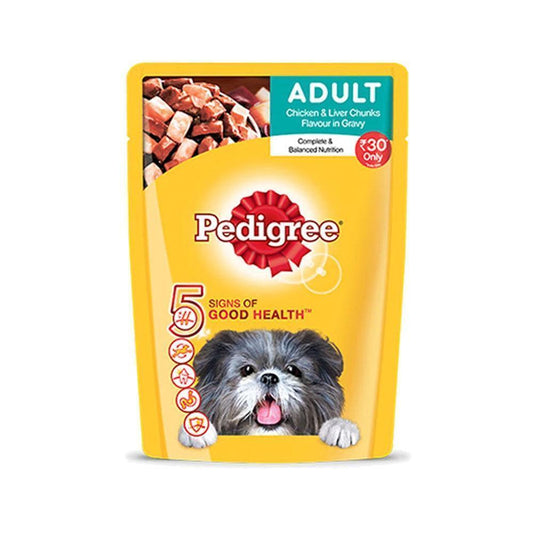 Pedigree Adult Wet Dog Food - Chicken & Liver Chunks in Gravy - 80 gms