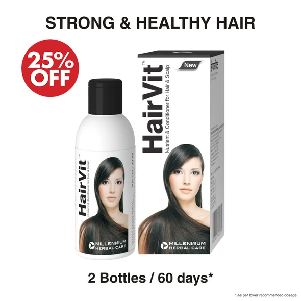 HAIRVIT HAIR OIL | 100% Natural Anti Hair fall & Complete Scalp & Hair Nourishment with 16 Herbs | 100 ml x 2 Bottles